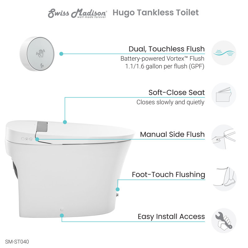Swiss Madison Hugo 1.6 GPF Elongated OnePiece Toilet (Seat Included